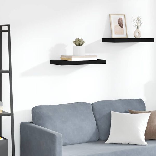 vidaXL Floating Wall Shelf Black 50x23x3.8 cm MDF
