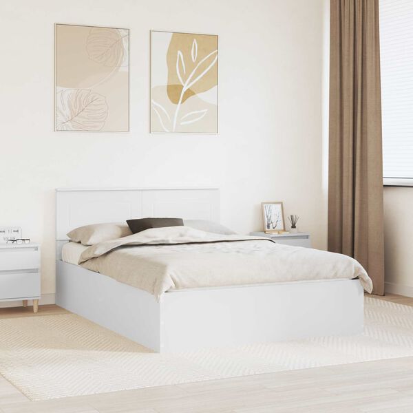 vidaXL Bed Frame with Headboard White 150 x 200 cm Engineered Wood