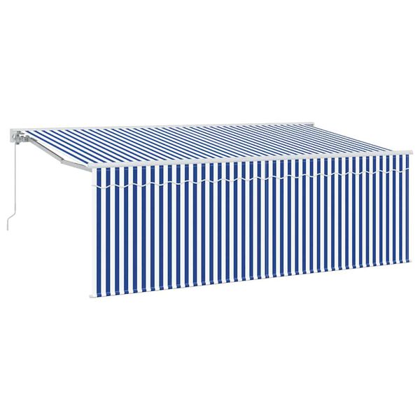vidaXL Retractable Awning Blue and white 350 x 200 cm Fabric and metal