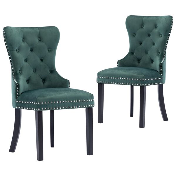 vidaXL Dining Chairs 2 pcs Dark Green Velvet