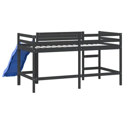 vidaXL Kids' Loft Bed with Slide Black 80x200 cm Solid Wood Pine