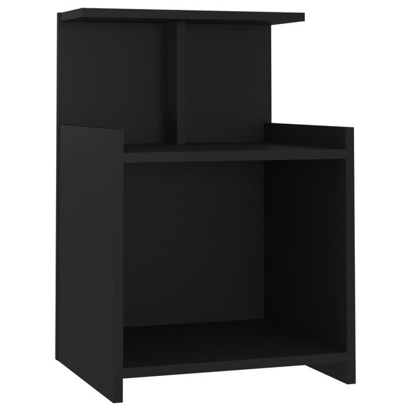 vidaXL Bed Cabinets 2 pcs Black 40x35x60 cm Engineered Wood