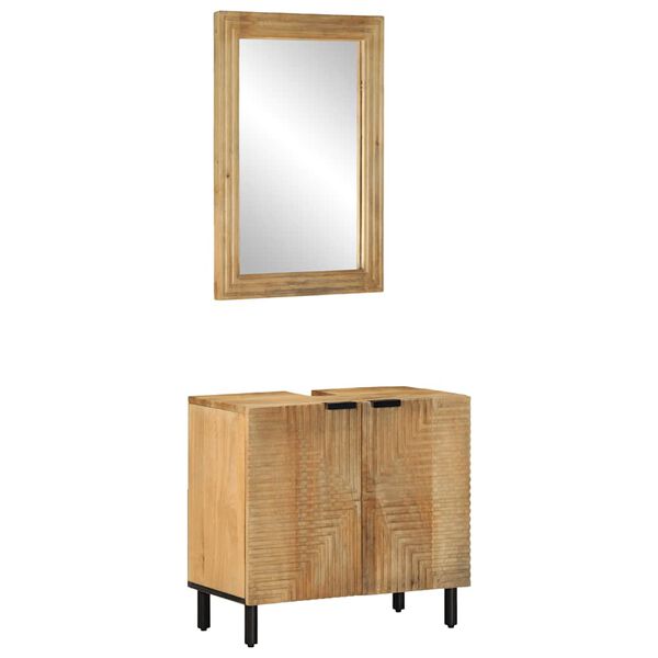 vidaXL 2 Piece Bathroom Furniture Set Brown Solid Wood Mango
