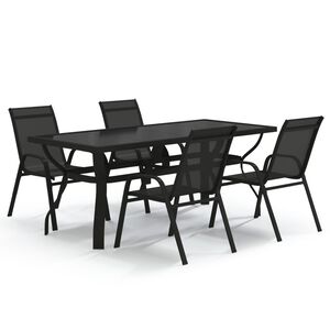 vidaXL 5 Piece Garden Dining Set Black