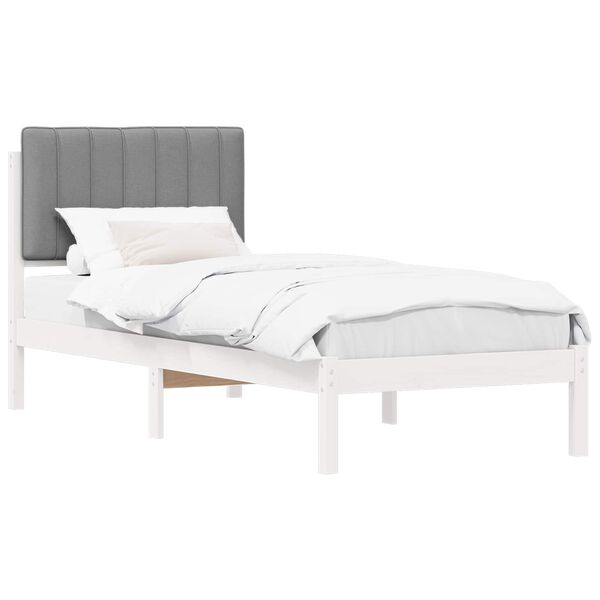 vidaXL Bed Frame with Upholstered Headboard Light Grey 75 x 190 cm