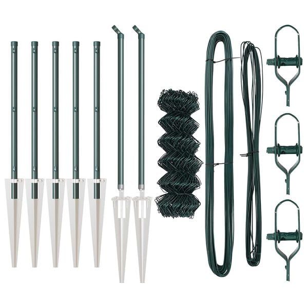 vidaXL Fence Post Green 10 x 0.4 m (40 x 40 mm mesh) Steel and PVC