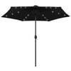 vidaXL Garden Parasol with LED Lights and Aluminium Pole 270 cm Black