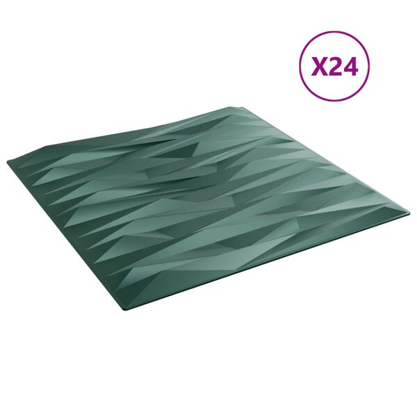 vidaXL Wall Panels 24 pcs Green 50x50 cm XPS 6 m&sup2; Stone