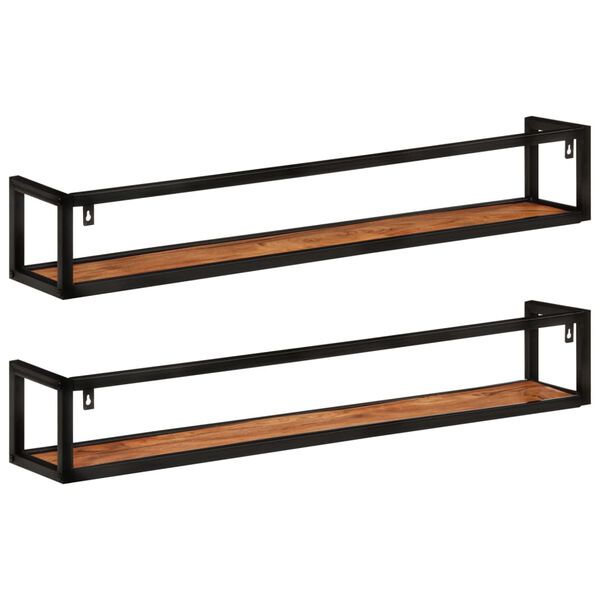 vidaXL Wall Shelves 2 pcs 110x17x17 cm Solid Wood Acacia and Iron