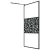 vidaXL Walk-in Shower Wall with Shelf Black 115x195 cm ESG Glass&Aluminium