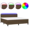 vidaXL Box Spring Bed with Mattress&LED Dark Brown 160x200cm Fabric