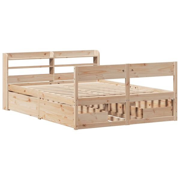 vidaXL Bed Frame without Mattress 135x190 cm Double Solid Wood Pine