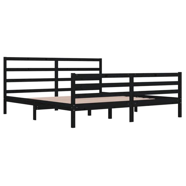 vidaXL Bed Frame without Mattress Black Solid Wood Pine 200x200 cm