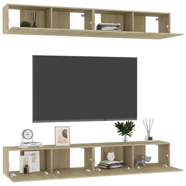 vidaXL TV Cabinets 4 pcs Sonoma Oak 100x30x30 cm Engineered Wood