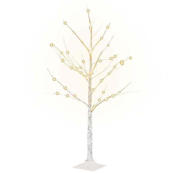 vidaXL LED White Birch Tree Warm White 48 LEDs 120 cm