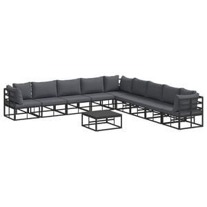 vidaXL Garden Sofa Set with Cushion 10 pcs Black Aluminium