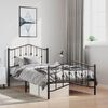 vidaXL Metal Bed Frame without Mattress with Footboard Black 100x190cm