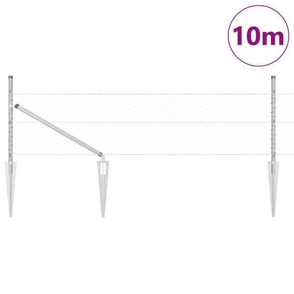 vidaXL Fence Post Silver 10 x 0.4 m (36 mm mesh) Steel