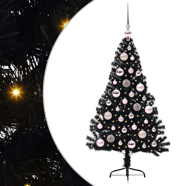 vidaXL Artificial Pre-lit Christmas Tree Black 120 cm PVC