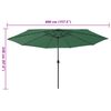 vidaXL Garden Parasol with LED Lights 400 cm Green