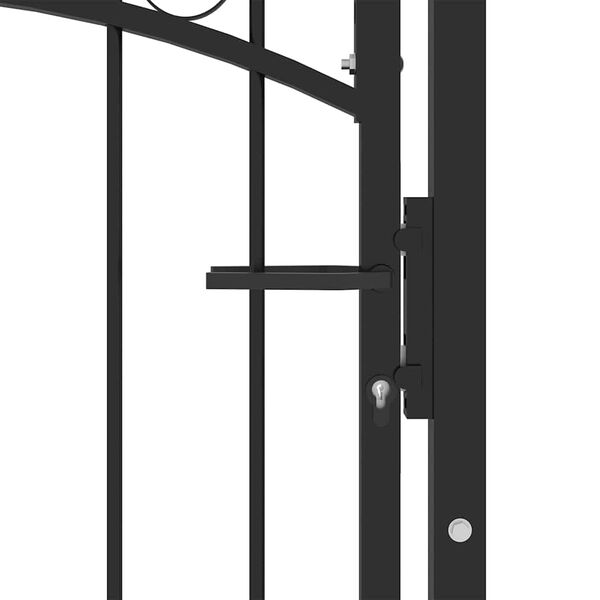 vidaXL Fence Gate with Spikes Black 100 x 200 cm Powder-coated steel