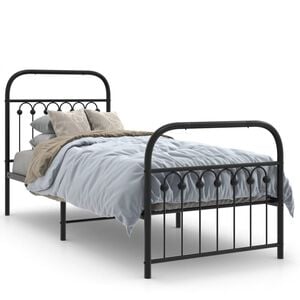 vidaXL Metal Bed Frame without Mattress with Footboard Black 80x200cm