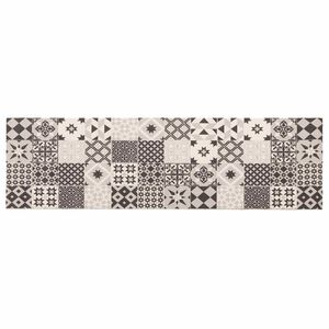 vidaXL Kitchen Rug Grey Mosaic 150 x 45 cm 100% Polyamide Washable