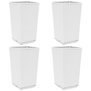 vidaXL Garden Planters 4 pcs White 32.5x32.5x57 cm PP