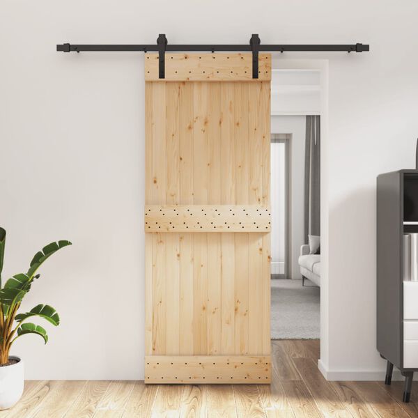 vidaXL Sliding Door with Hardware Set 80x210 cm Solid Wood Pine