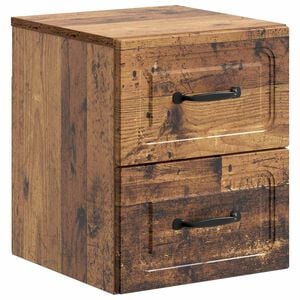 vidaXL Wall-Mounted Bedside Cabinet Old Wood 34.5 x 33 x 40 cm