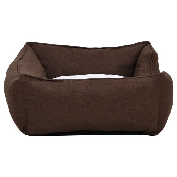 vidaXL Dog Bed Brown and White 85.5x70x23 cm Linen Look Fleece