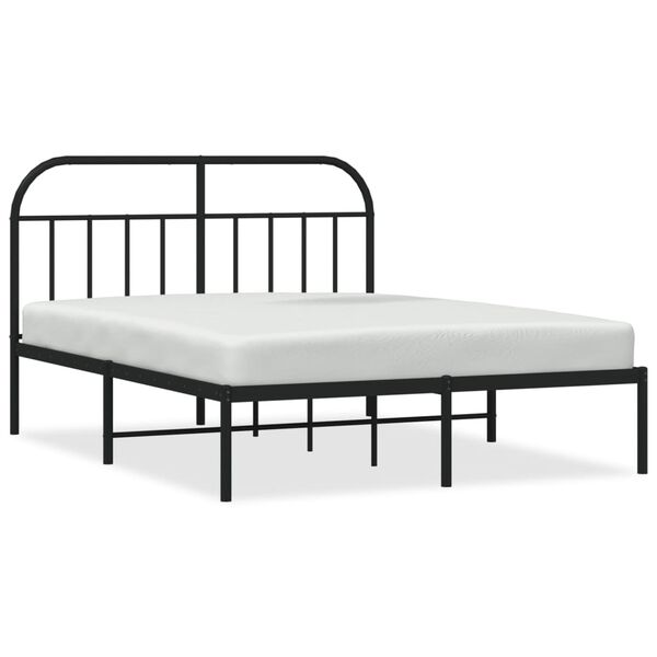 vidaXL Metal Bed Frame without Mattress with Headboard Black 140x200cm