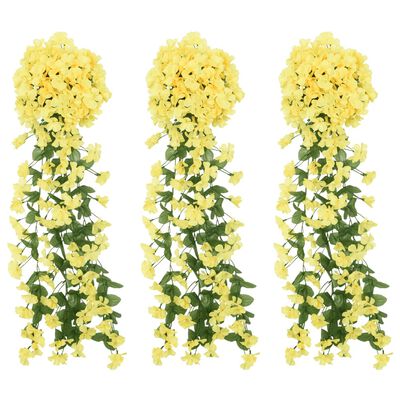 vidaXL Artificial Flower Garlands 3 pcs Yellow 85 cm