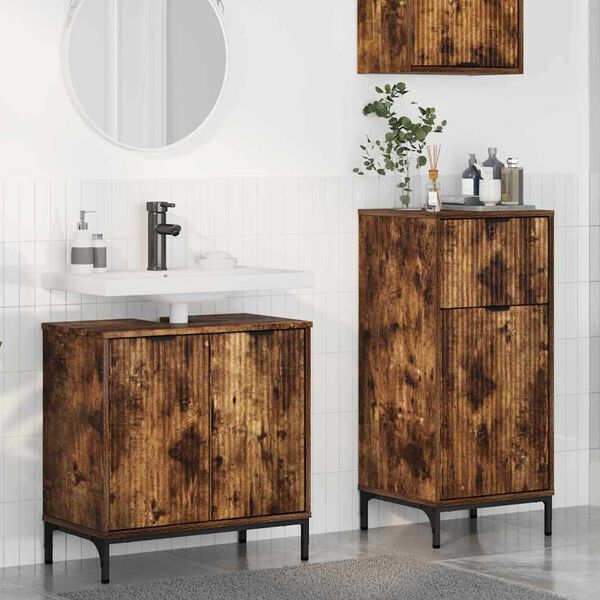 vidaXL Bathroom Furniture Set with Drawer with Shelf 2 pcs Smoked Oak