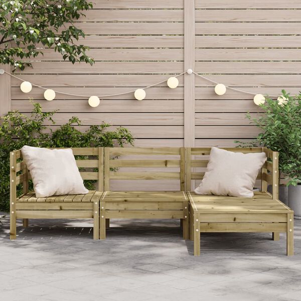 vidaXL Garden Sofa 3-Seater with Footstool Impregnated Wood Pine