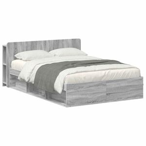 vidaXL Bed Frame with Storage Grey Sonoma 150 x 200 cm Engineered Wood