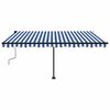 vidaXL Manual Retractable Awning with LED 450x300 cm Blue and White