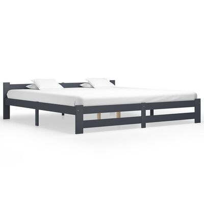 vidaXL Bed Frame Dark Grey Solid Pine Wood 200x200 cm
