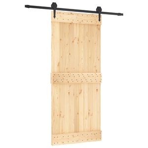 vidaXL Sliding Door Natural and Black 90 x 210 cm Solid Pine Wood
