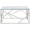 vidaXL Coffee Table Silver Stainless Steel and Tempered Glass