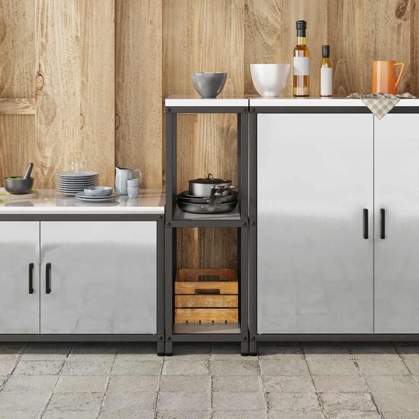 vidaXL Kitchen Storage with Shelf Silver 30 x 50 x 92 cm Steel