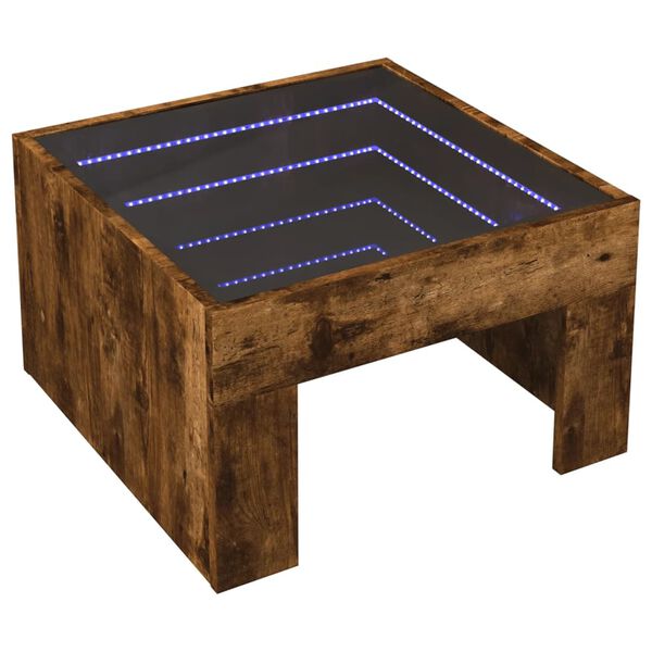 vidaXL Coffee Table with Infinity LED Smoked Oak 50x50x30 cm