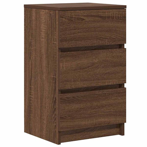 vidaXL Bedside Cabinet with 3 Drawers Brown Oak 39x35x65 cm