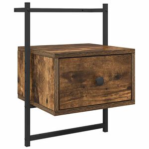vidaXL Bedside Cabinet Wall-mounted Smoked Oak 35x30x51 cm Engineered Wood