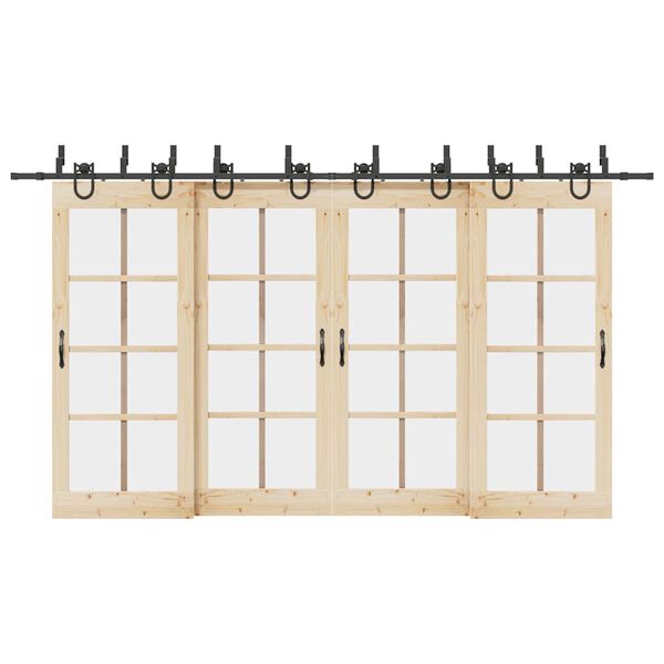 vidaXL Sliding Door Hardware Kit 400 cm Steel Black