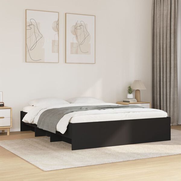 vidaXL Bed Frame without Mattress Black 160x200 cm Engineered Wood