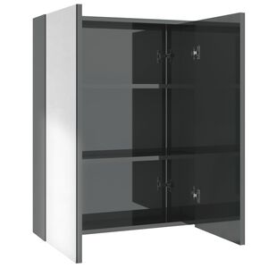 vidaXL Bathroom Mirror Cabinet 60x15x75 cm MDF Shining Grey