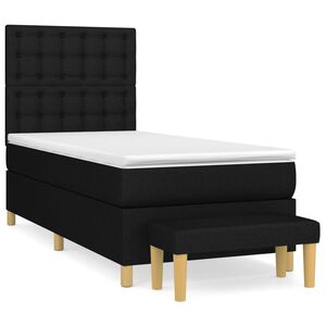 vidaXL Box Spring Bed with Mattress Black 90x190 cm Fabric
