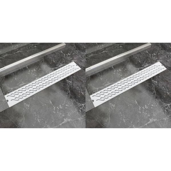 vidaXL Linear Shower Drain 2 pcs Wave 730x140 mm Stainless Steel