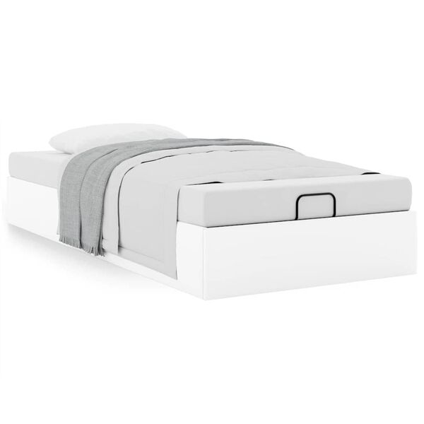 vidaXL Ottoman Bed Frame without Mattress White Single Faux Leather